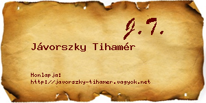 Jávorszky Tihamér névjegykártya